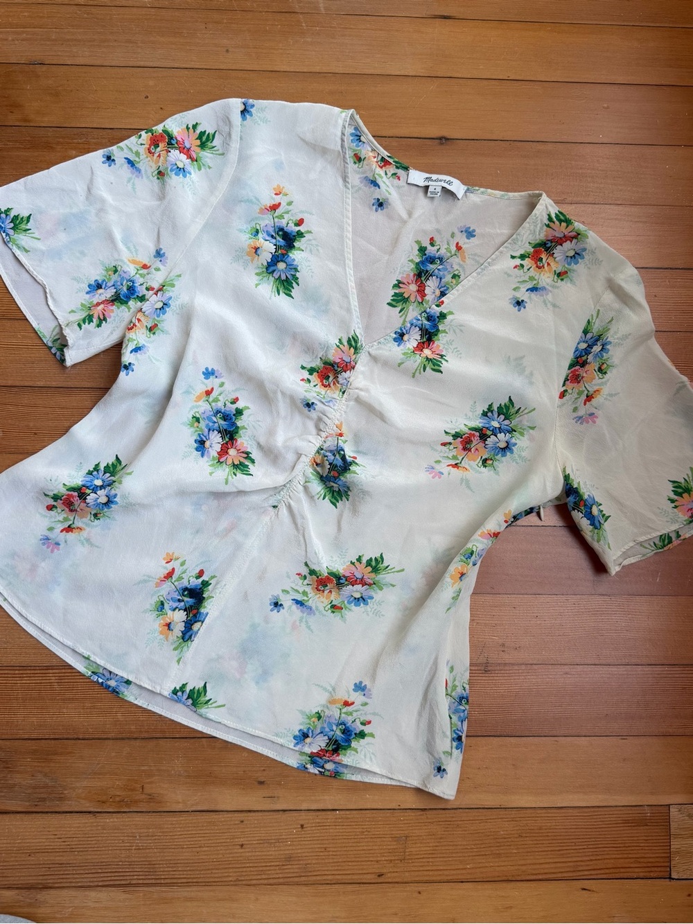 Madewell Floral V-Neck blouse in Cream